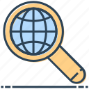 find, globe, magnifier, networking, search, world