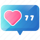 chat, heart, love, message, notification, social