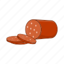 cartoon, food, ingredient, meat, salami, sausage, sign