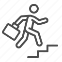 businessman, career, man, running, stairs, success