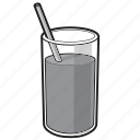 black and white, drink, fruit juice, glass, juice, straw