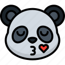 kiss, panda, animal, emoji, emoticon, smiley, face, kissing