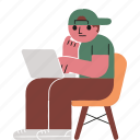 man, working, on, computer, freelancer