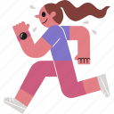 running, woman, boy, exercise