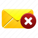 delete, email, envelope, letter, mail, message, remove