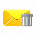 email, trash, delete, letter, mail, message, remove