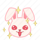 emoji, emotion, expression, face, rabbit, sparkle