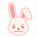 angry, emoji, emotion, expression, face, rabbit