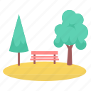 park, bench, environment, garden, nature, plant, tree