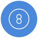 blue, eight, number, white, circle, filled, round