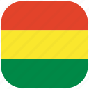 bolivia, civil, country, flag, national, rounded, square