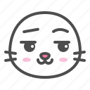 animal, avatar, emoji, face, seal, smirk