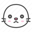 animal, avatar, emoji, face, frown, seal