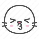 animal, avatar, emoji, face, kiss, seal