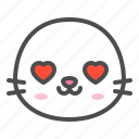 animal, avatar, emoji, face, love, seal