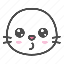 animal, avatar, emoji, face, seal, whisting