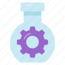 experiment, flask, research, chemical, laboratory, cogwheel, engineering