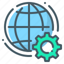 cogwheel, development, gear, globe, internet, web, web development