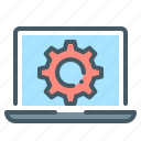 cogwheel, gear, laptop, setting