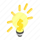 dollar, electric, electricity, energy, idea, inspiration, isometric