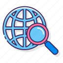 globe, magnifying glass, search, universal