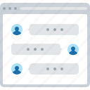 chat, conversation, flowchart, message, sitemap, web