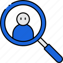 search, magnifying glass, user, person, profile