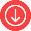 circle, red, arrow, direction, download