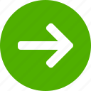 arrow, circle, east, forward, green, next, right