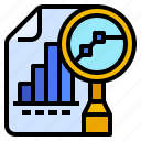 chart, glass, investment, magnifying, research