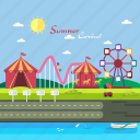 background, carnaval, carousel, circus, ferris wheel, roller coaster, summer