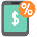 cash, discount, finance, money, percent, smartphone, taxes