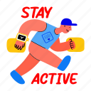 stay active, exercise, jogging, typography, lettering