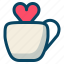 cup, drink, heart, love, romance, valentine