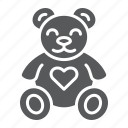 animal, bear, child, heart, plush, teddy, toy