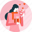 card, day, gift, heart, love, valentine, woman