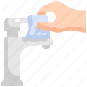 faucet, finger, gesture, hand, paper, tissue