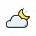 cloud, forecast, moon, night, weather