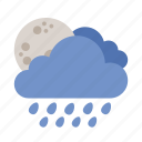 cloud, moon, rain, shower, weather