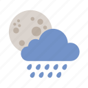 cloud, moon, rain, shower, weather