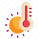 sun, temperature, summer, season, weather icon, thermometer