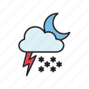 forecast, meteorology, weather, cloud, moon, snow, thunderstorm