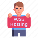 person, hosting services, hosting banner, web hosting, man