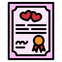 certificate, love, wedding, paper, heart, document