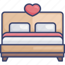 bed, bedroom, furnishing, furniture, heart, honeymoon