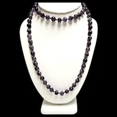 Estate Amethyst Gemstone Bead Opera Length Necklace