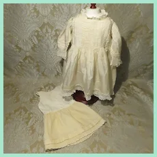 Cream Silk and Lace Dress With Coordinating Wool Petticoat - Circa 1900