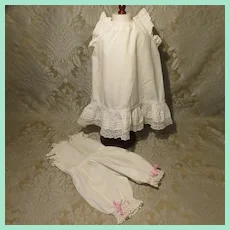 Set of Undergarments for a Child Doll - All-In-One Drawers/Chemise, and Full Petticoat