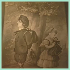 Fine Antique Lithophane With a Doll Theme