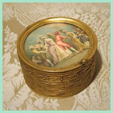 Small Antique French Trinket Box for Doll Display